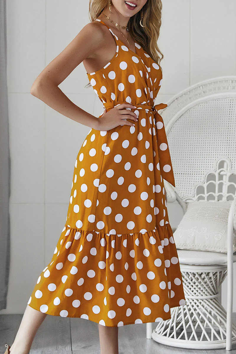 Fashion Casual Dot Frenulum V Neck A Line Dresses(3 colors) - Image 9
