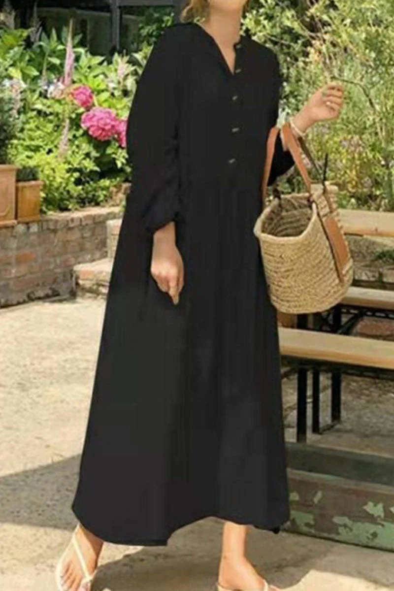 Fashion Casual Solid Patchwork O Neck A Line Dresses(3 Colors) - Image 4