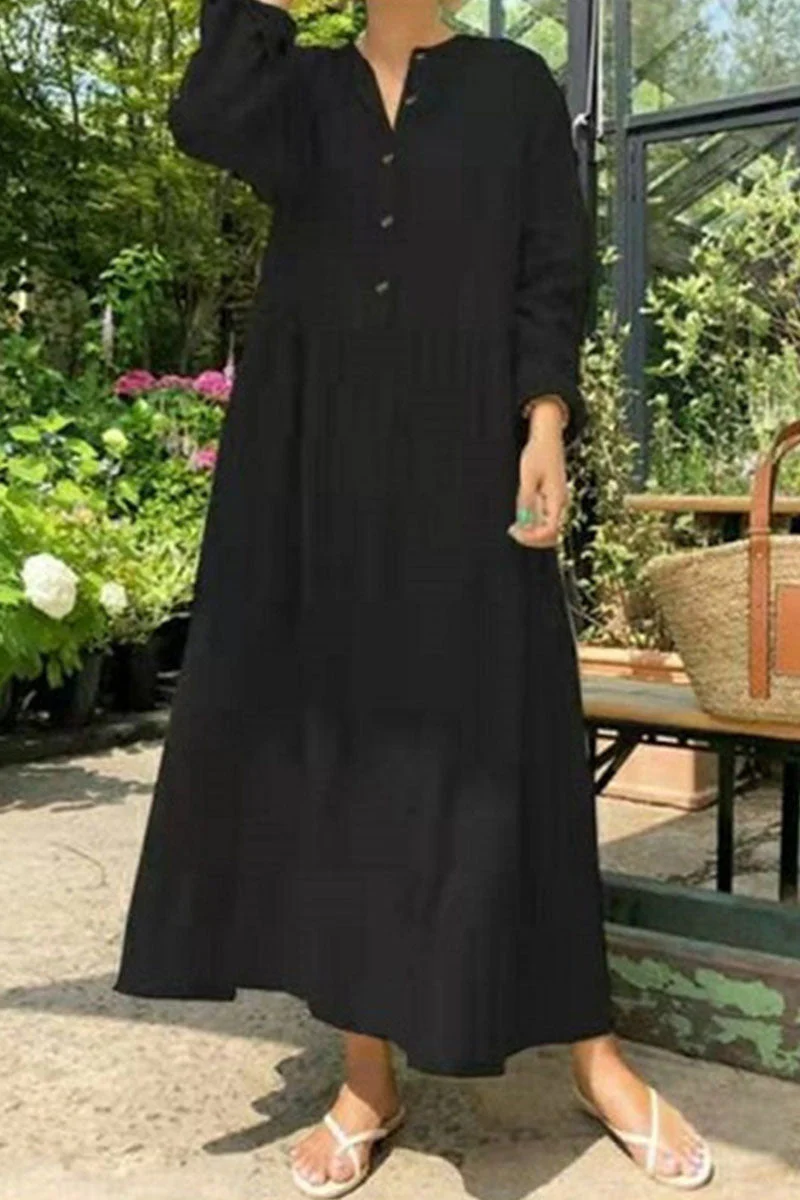 Fashion Casual Solid Patchwork O Neck A Line Dresses(3 Colors) - Image 9