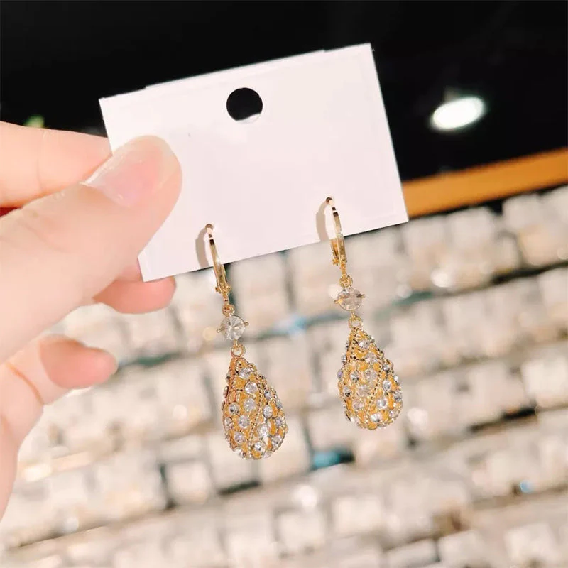 Fashion Diamond Water-Drop Earrings - Image 9
