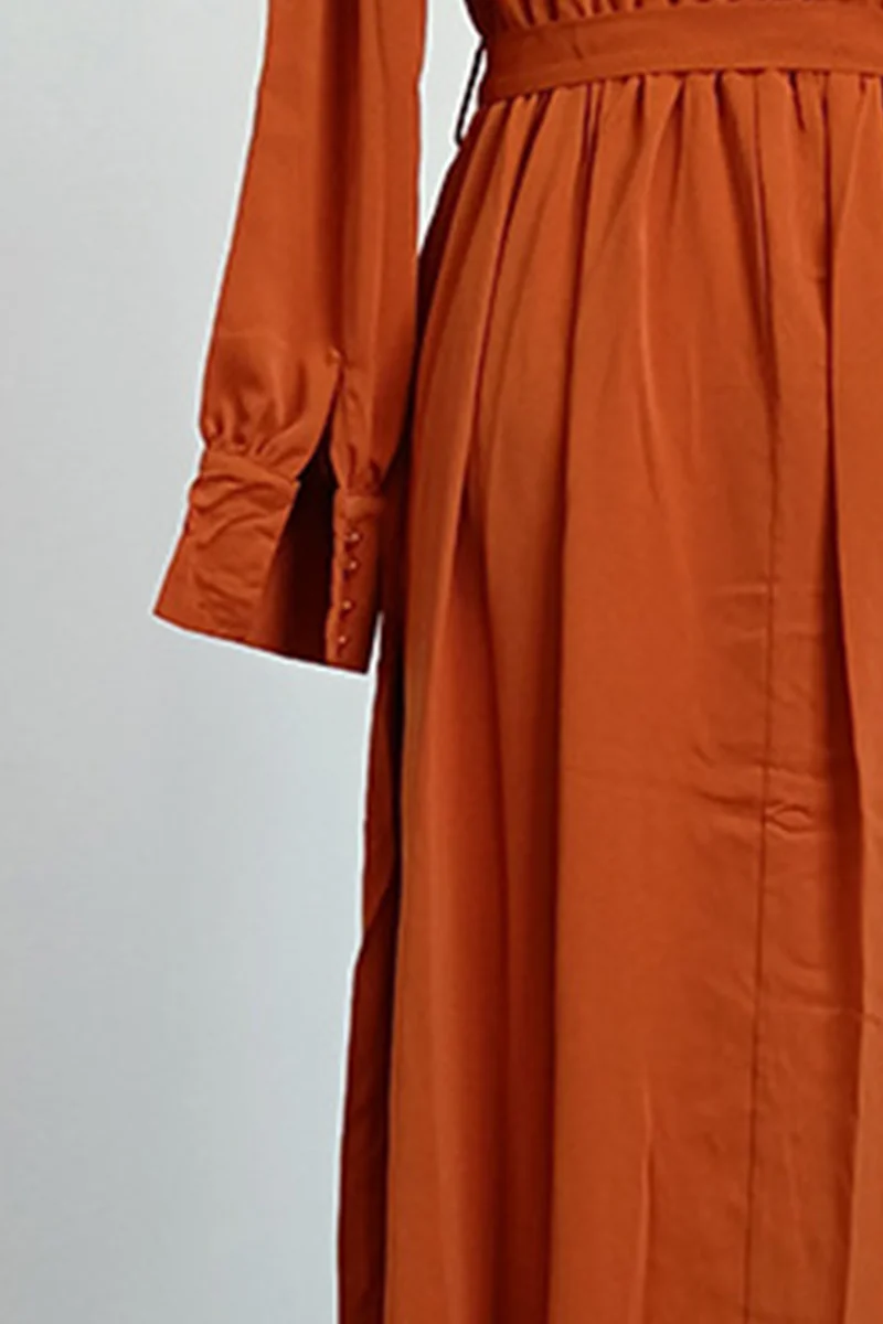Fashion Elegant Solid Slit With Belt V Neck Dresses(5 colors) - Image 16