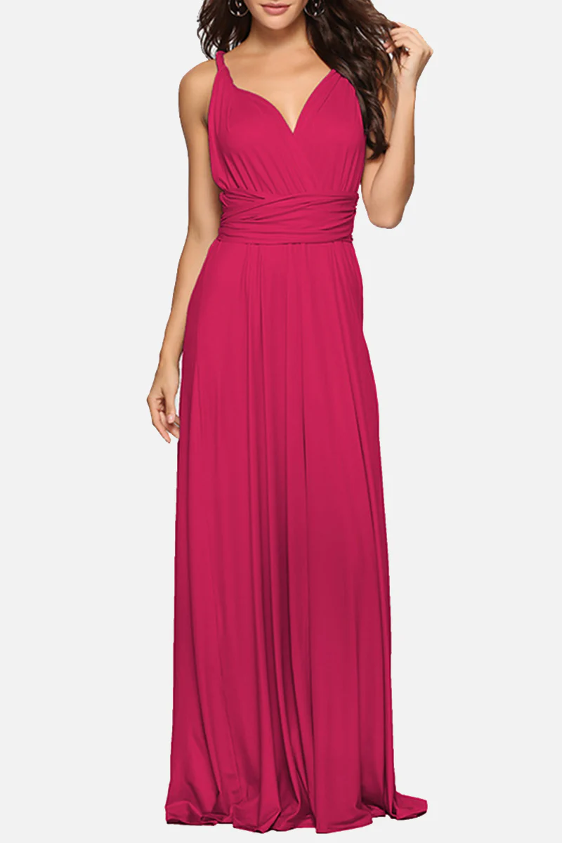 Fashion Elegant Solid Patchwork Backless Strap Design Evening Dress Dresses(20 Colors) - Image 20