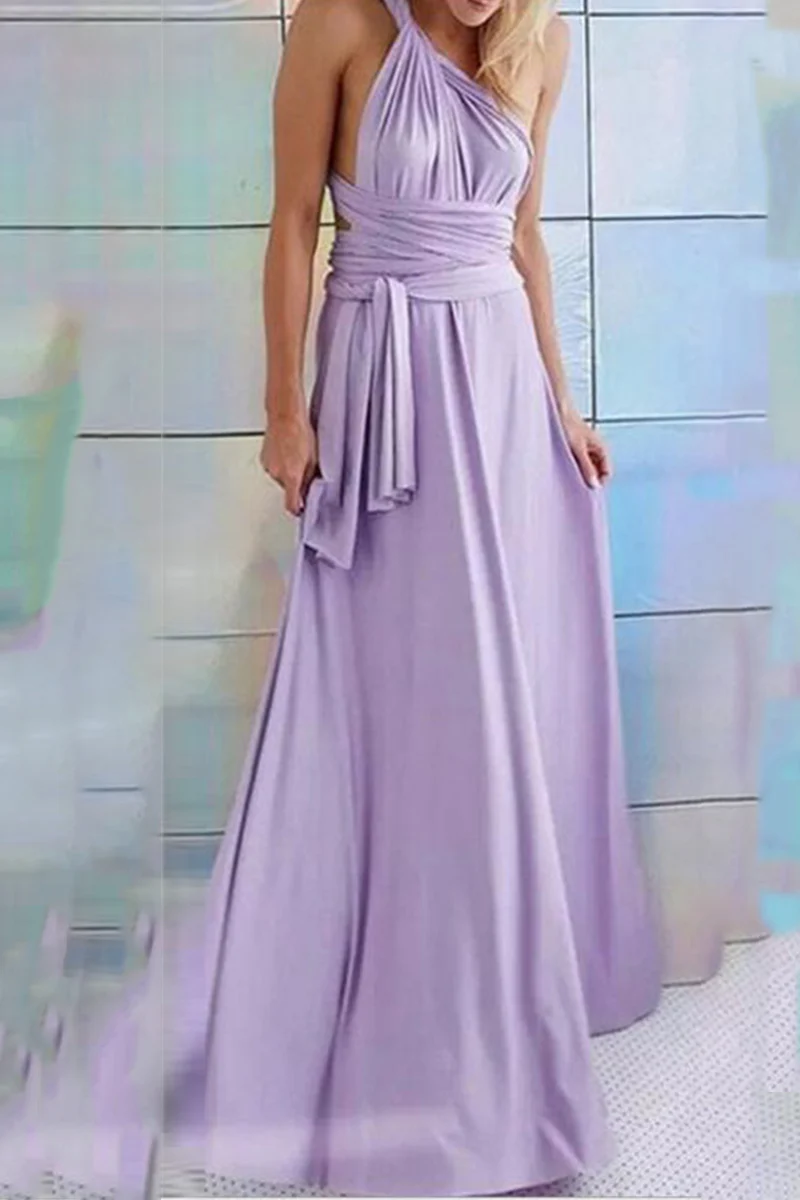 Fashion Elegant Solid Patchwork Backless Strap Design Evening Dress Dresses(20 Colors) - Image 32