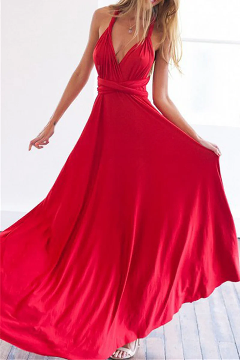 Fashion Elegant Solid Patchwork Backless Strap Design Evening Dress Dresses(20 Colors) - Image 50