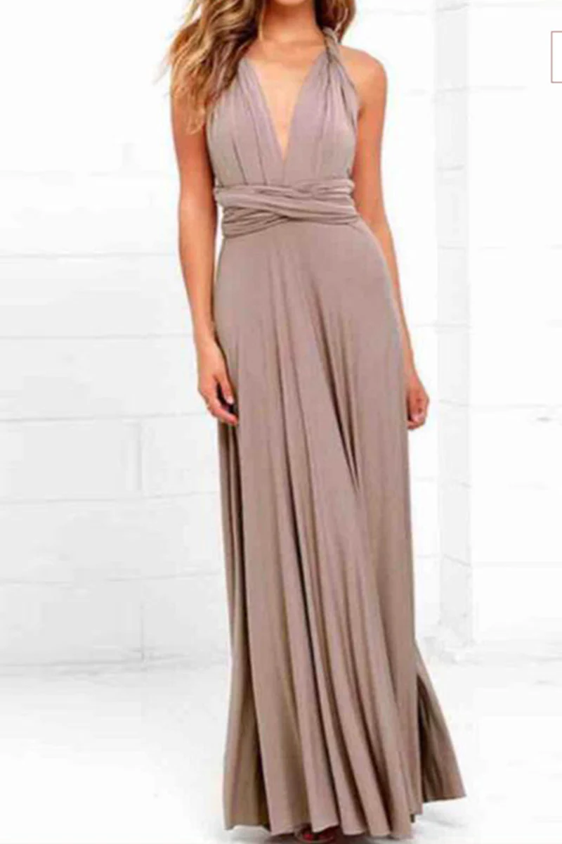 Fashion Elegant Solid Patchwork Backless Strap Design Evening Dress Dresses(20 Colors) - Image 55