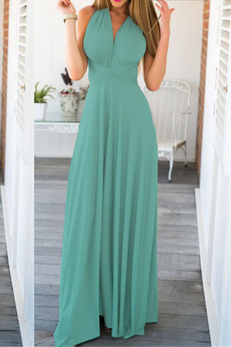 Fashion Elegant Solid Patchwork Backless Strap Design Evening Dress Dresses(20 Colors) - Image 63
