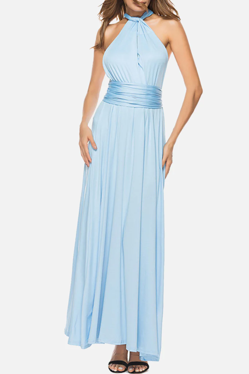 Fashion Elegant Solid Patchwork Backless Strap Design Evening Dress Dresses(20 Colors) - Image 64