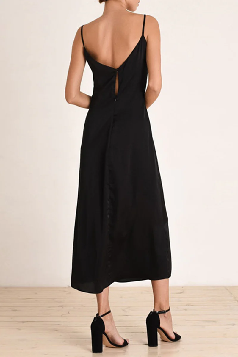 Fashion Elegant Solid V Neck A Line Dresses - Image 5