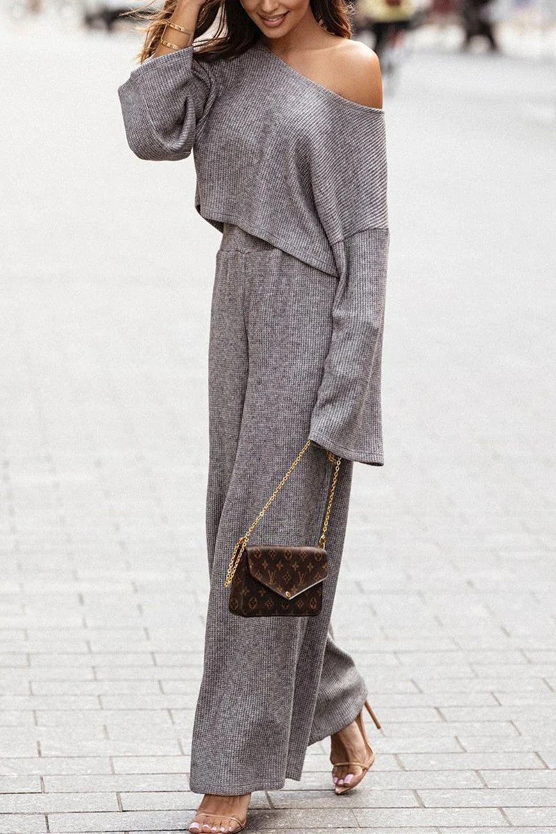 Fashion Off the Shoulder Long Sleeve Two Pieces(3 Colors) - Image 11