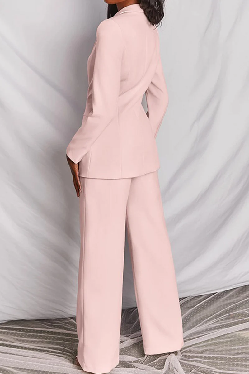 Fashion Solid Patchwork Turndown Collar Long Sleeve Two Pieces - Image 4