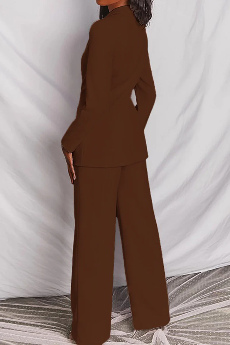 Fashion Solid Patchwork Turndown Collar Long Sleeve Two Pieces - Image 8
