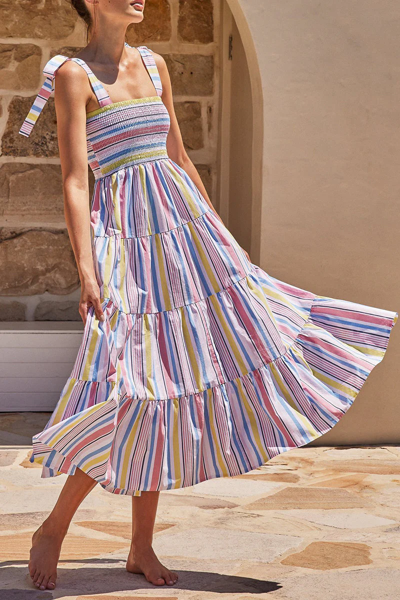 Fashion Street Dot Patchwork Spaghetti Strap Printed Dresses - Image 11