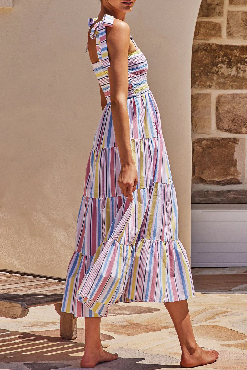 Fashion Street Dot Patchwork Spaghetti Strap Printed Dresses - Image 12