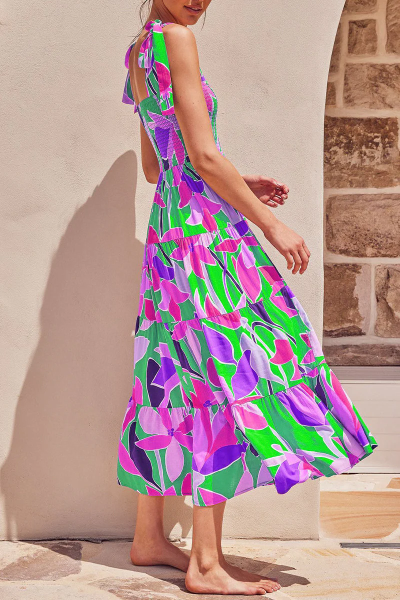 Fashion Street Dot Patchwork Spaghetti Strap Printed Dresses - Image 14