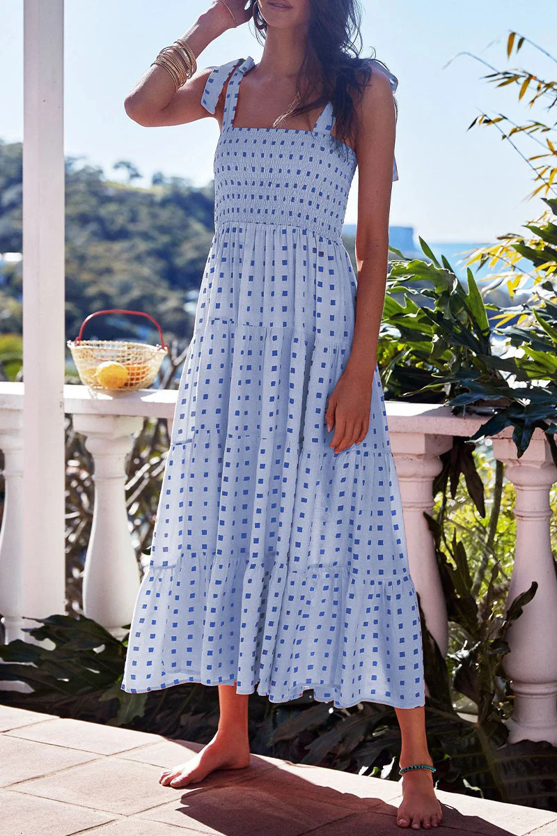Fashion Street Dot Patchwork Spaghetti Strap Printed Dresses - Image 23