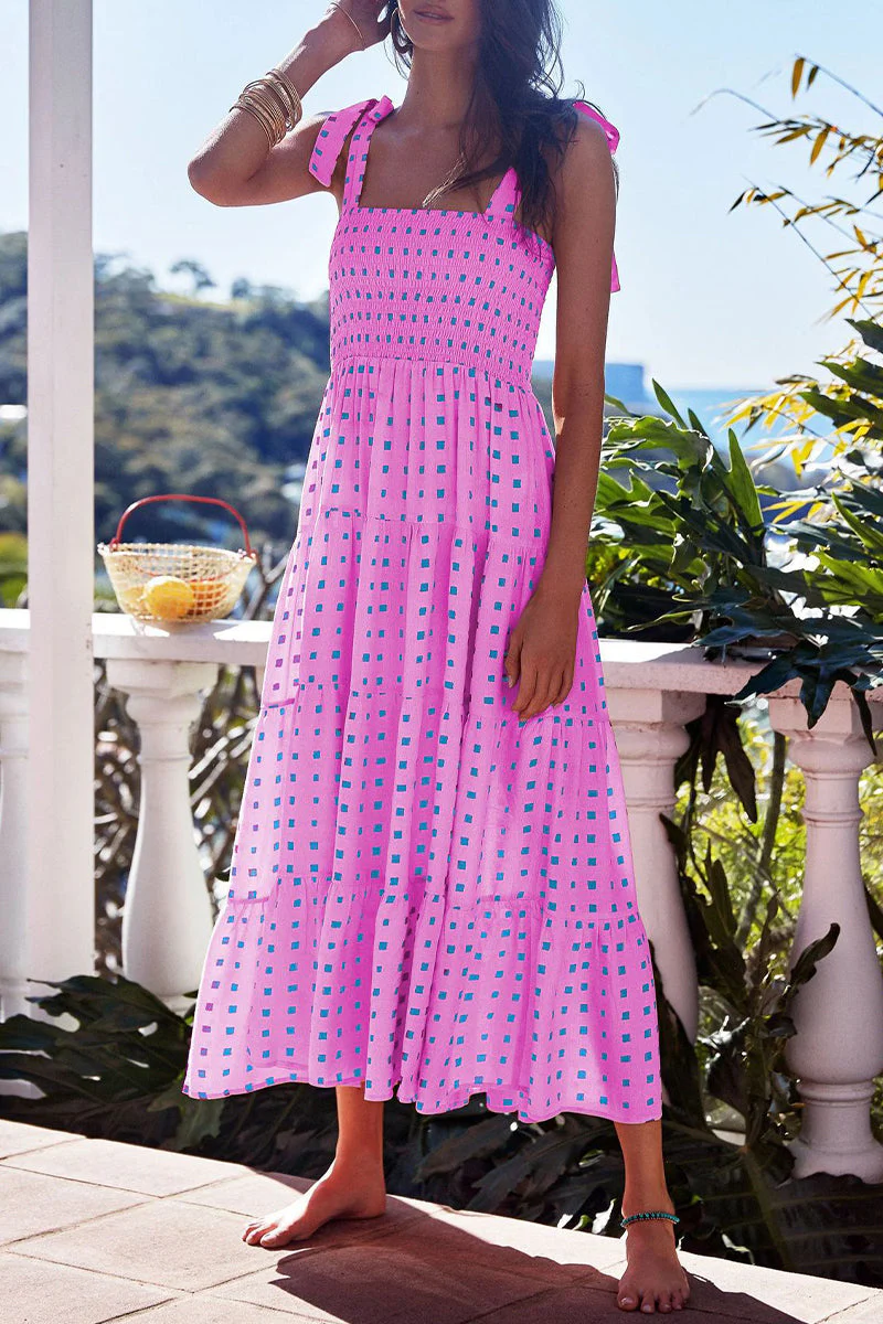 Fashion Street Dot Patchwork Spaghetti Strap Printed Dresses - Image 25