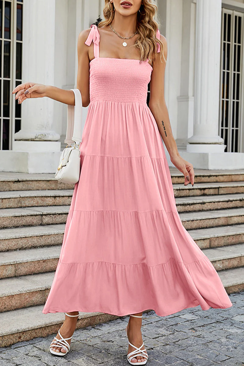 Fashion Street Dot Patchwork Spaghetti Strap Printed Dresses - Image 35