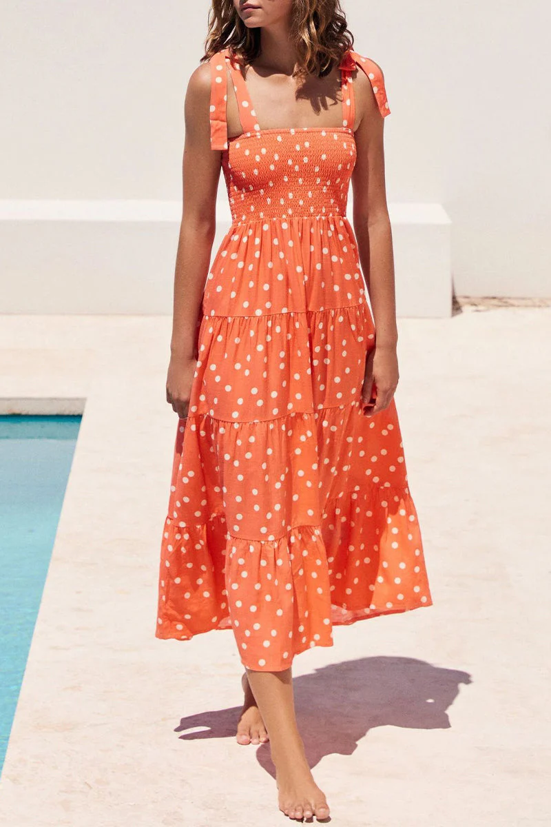 Fashion Street Dot Patchwork Spaghetti Strap Printed Dresses - Image 41