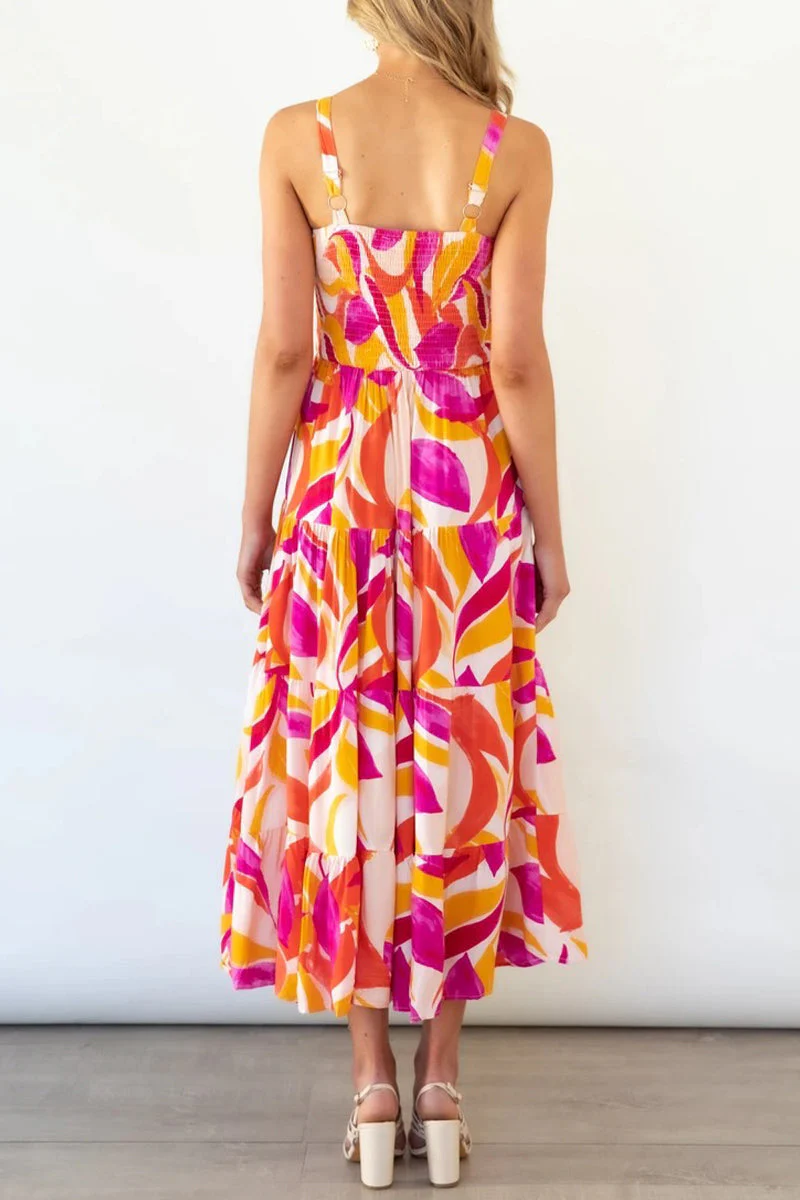 Fashion Street Dot Patchwork Spaghetti Strap Printed Dresses - Image 44