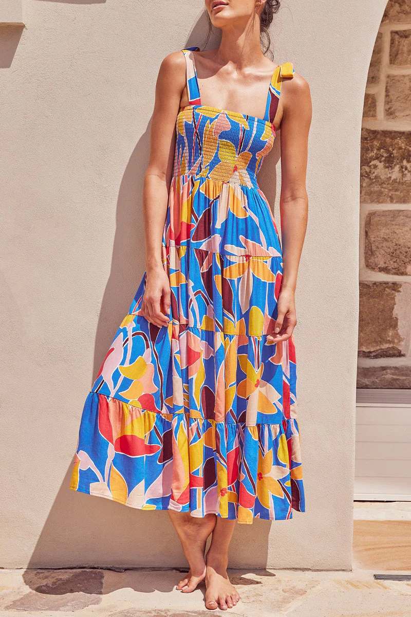 Fashion Street Dot Patchwork Spaghetti Strap Printed Dresses - Image 47