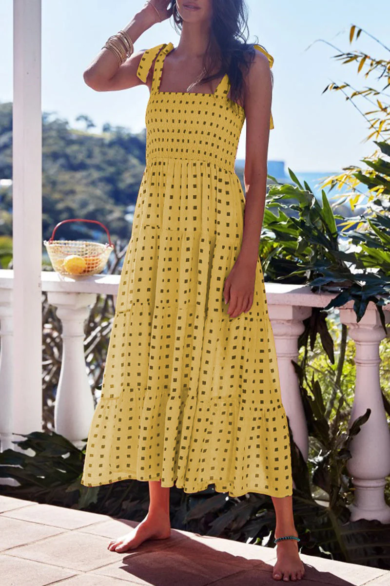 Fashion Street Dot Patchwork Spaghetti Strap Printed Dresses - Image 53