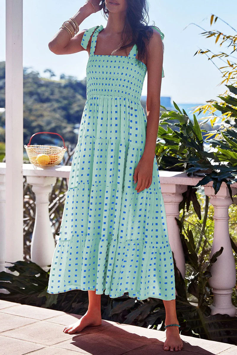 Fashion Street Dot Patchwork Spaghetti Strap Printed Dresses - Image 54
