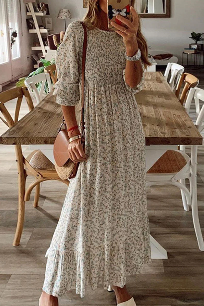 Fashion Street Print Patchwork O Neck A Line Dresses - Image 4