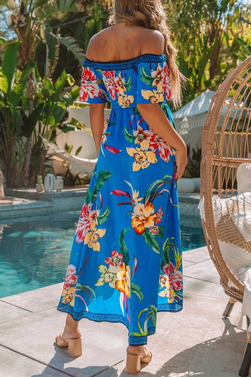 Fashion Street Print Patchwork Off the Shoulder Irregular Dresses - Image 10