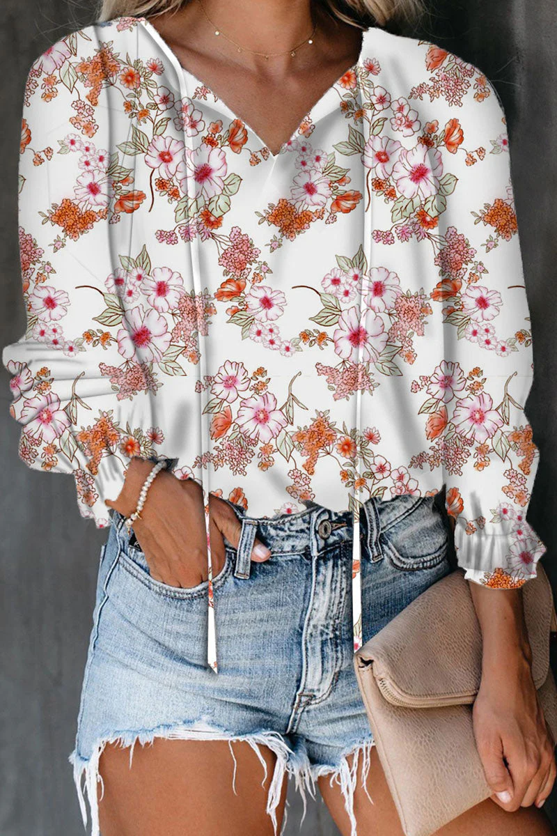 Fashion Street Print Patchwork V Neck Tops - Image 17