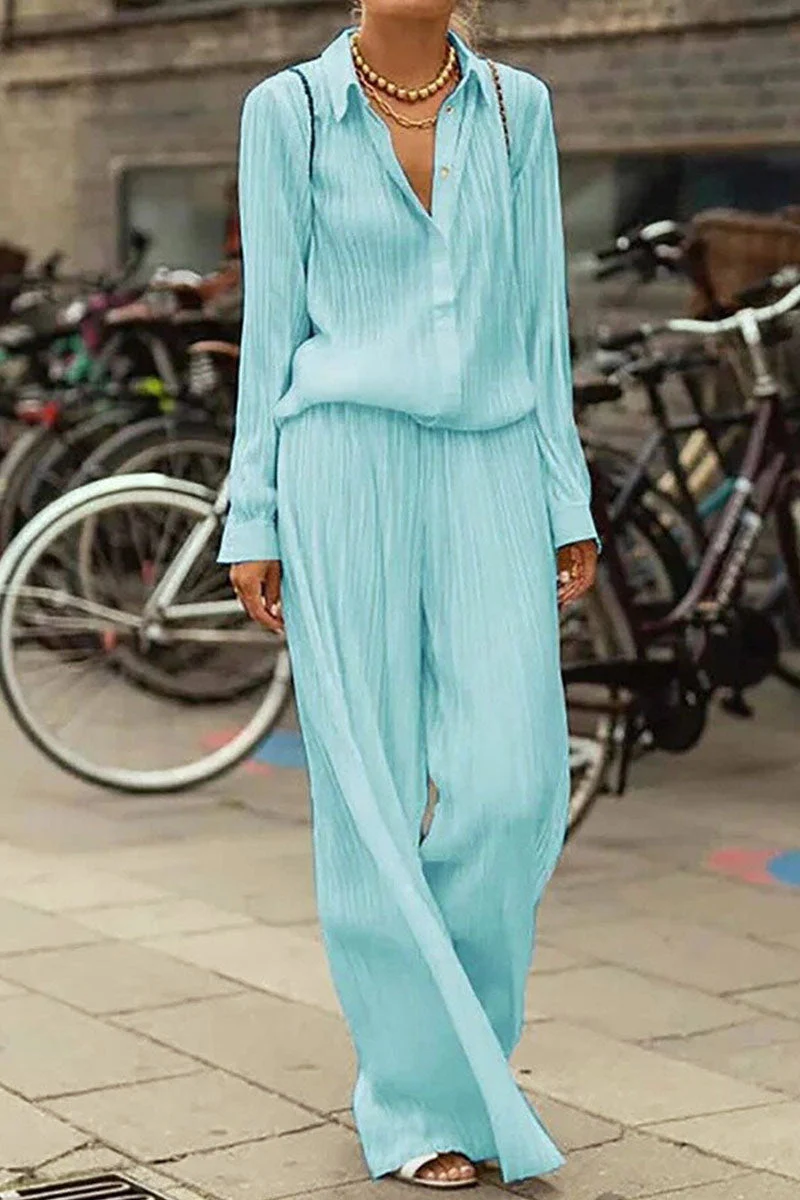 Fashion Street Turndown Collar Long Sleeve Two Pieces(4 Colors) - Image 12