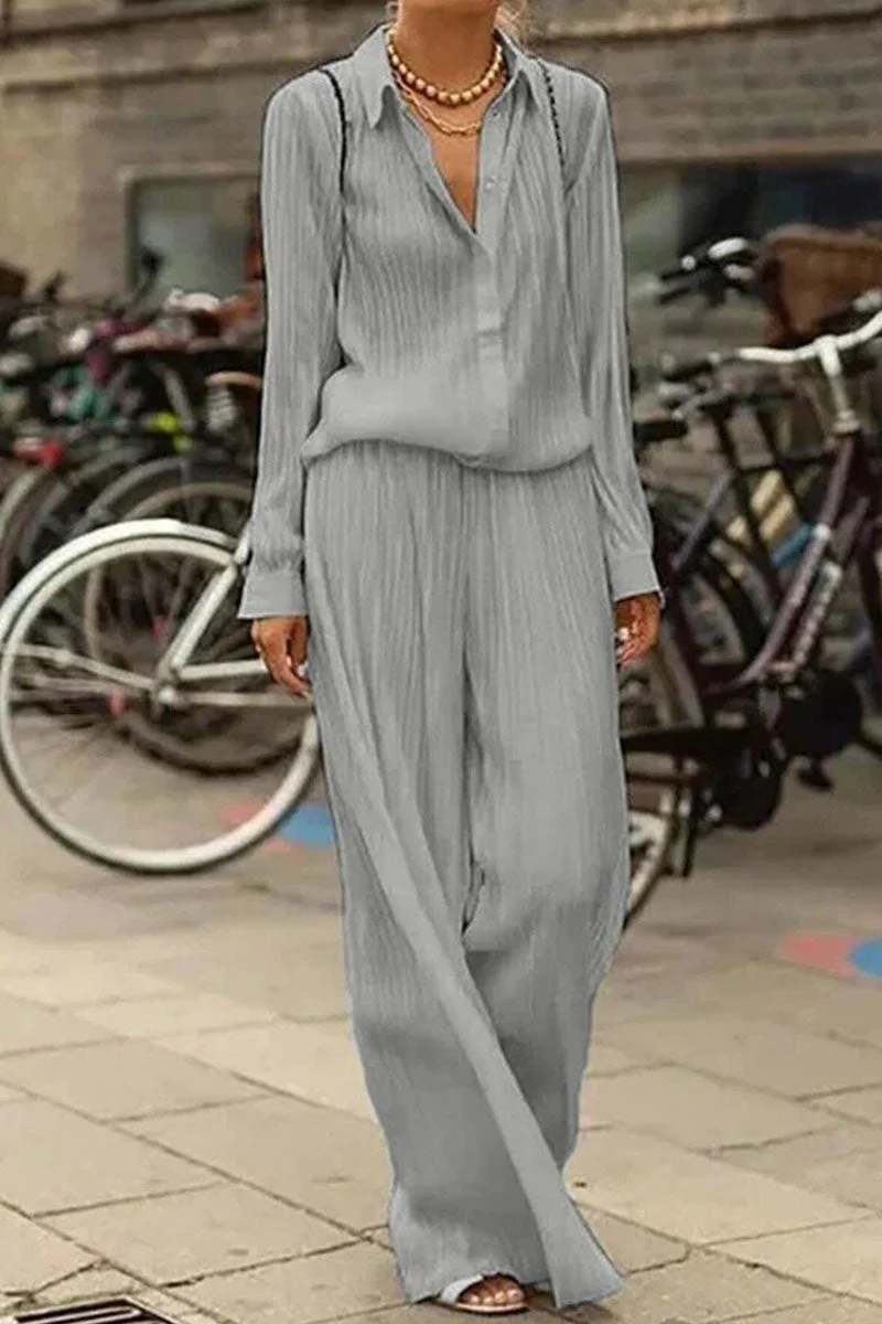 Fashion Street Turndown Collar Long Sleeve Two Pieces(4 Colors) - Image 7