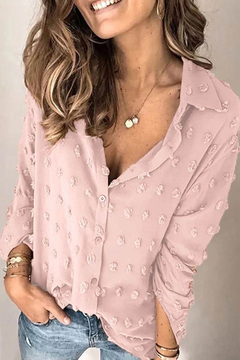 Fashion Street Solid Patchwork Turndown Collar Blouses(3 Colors) - Image 2