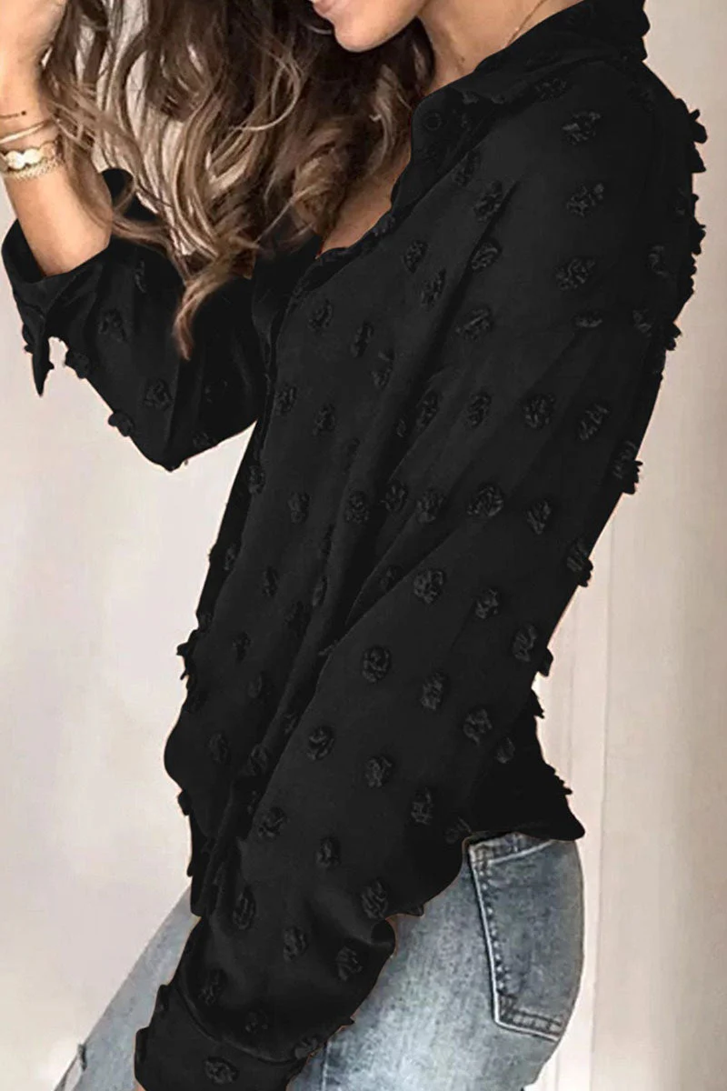 Fashion Street Solid Patchwork Turndown Collar Blouses(3 Colors) - Image 6