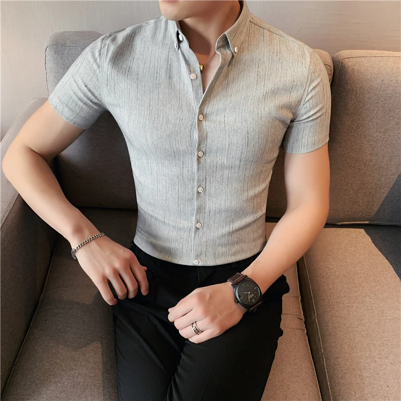 Fashion striped short-sleeved shirt men's British style business shirt - Image 5