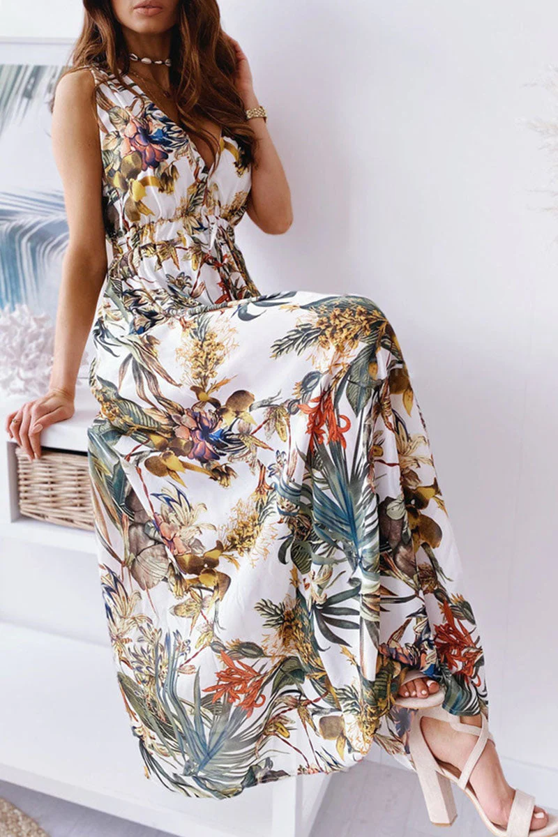 Fashion Sweet Print V Neck A Line Dresses(4 Colors) - Image 17