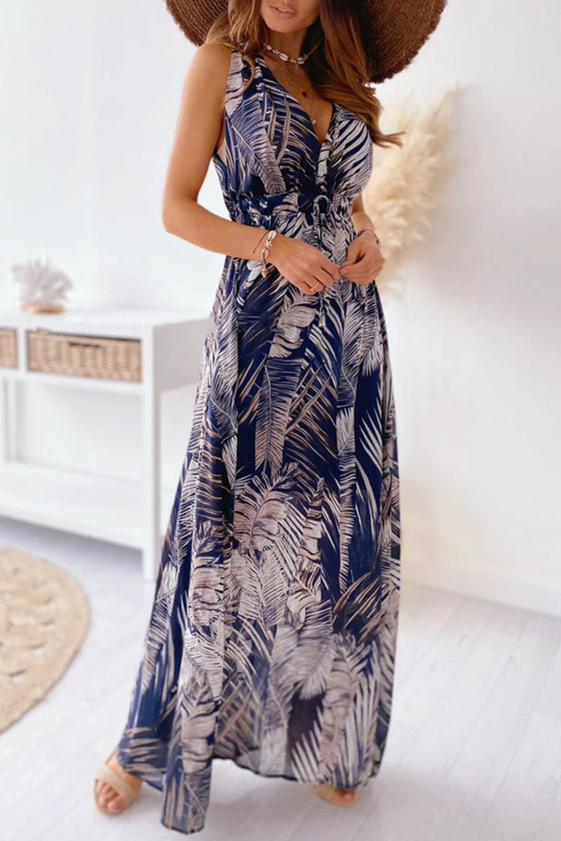 Fashion Sweet Print V Neck A Line Dresses(4 Colors) - Image 6
