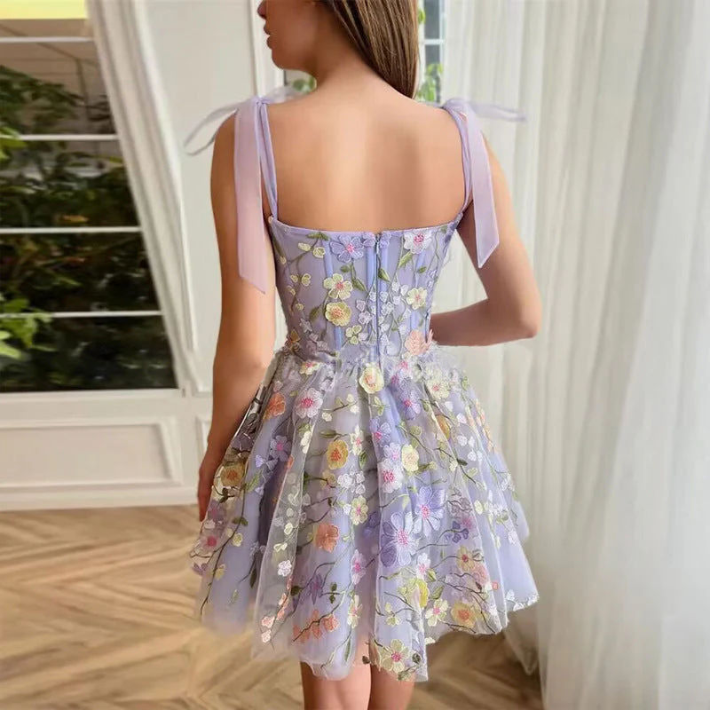 Fashion Three-dimensional Flower Embroidery Hip-huggin Dress - Image 3