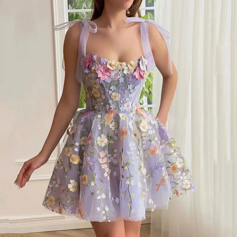 Fashion Three-dimensional Flower Embroidery Hip-huggin Dress - Image 6