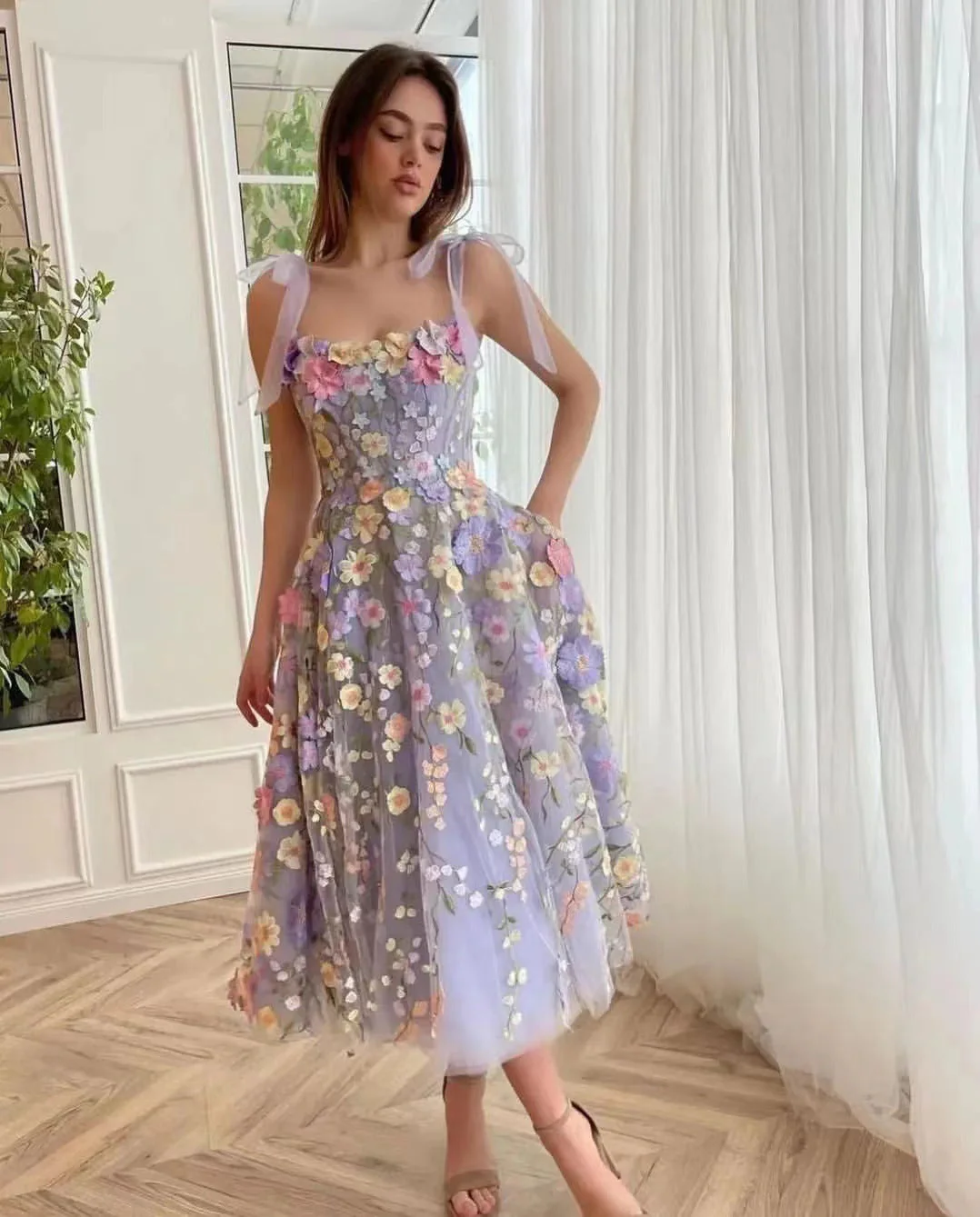 Fashion Three-dimensional Flower Embroidery Hip-huggin Dress - Image 7