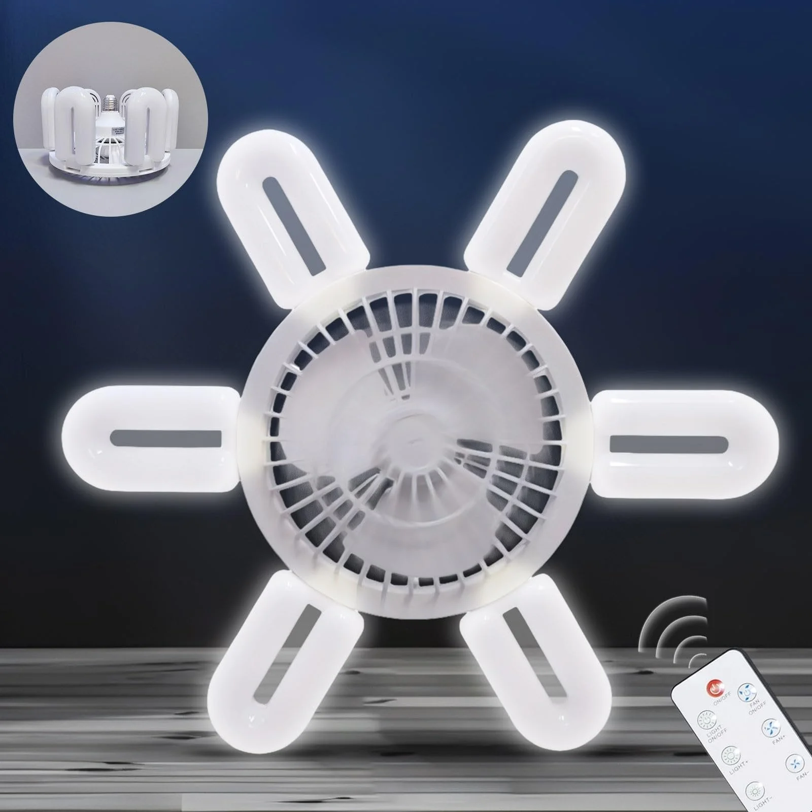 2 in 1 6 Light Foldable Fan - Image 4