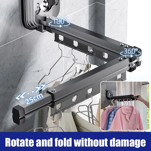 Suction Cup Wall Mount Folding Clothes Drying Rack - Image 2