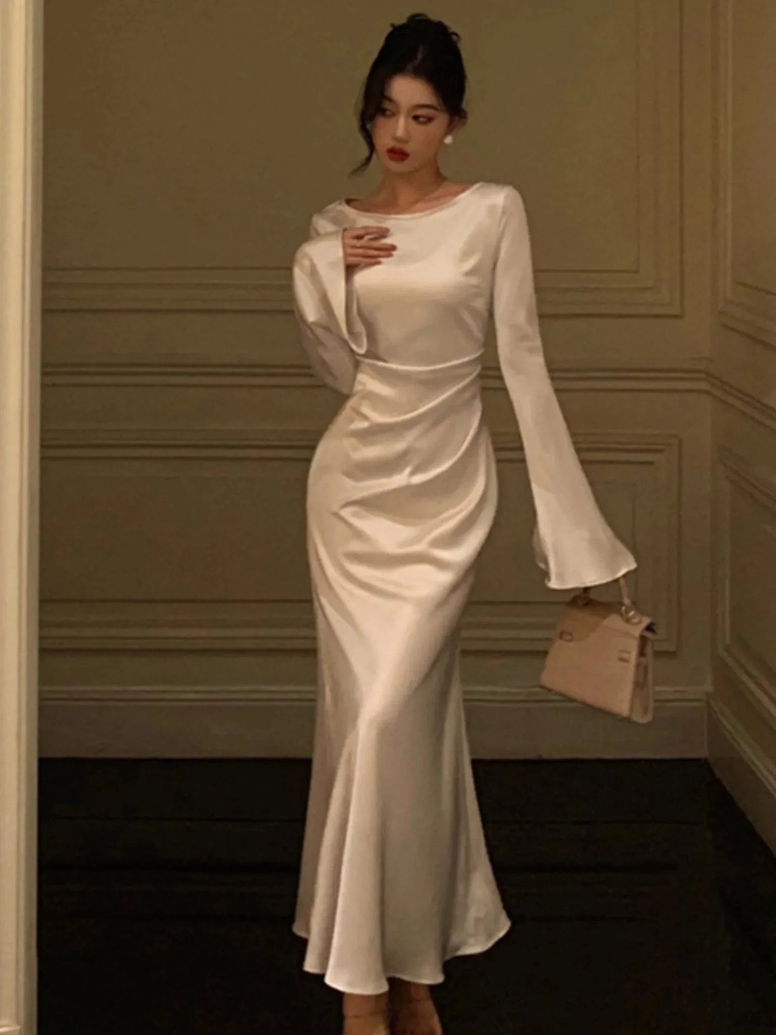 French Vintage Flare Sleeve Mermaid Dress - Image 3