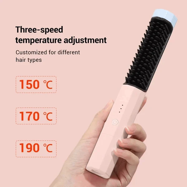 Portable Cordless Hair Straightening Brush - Image 4