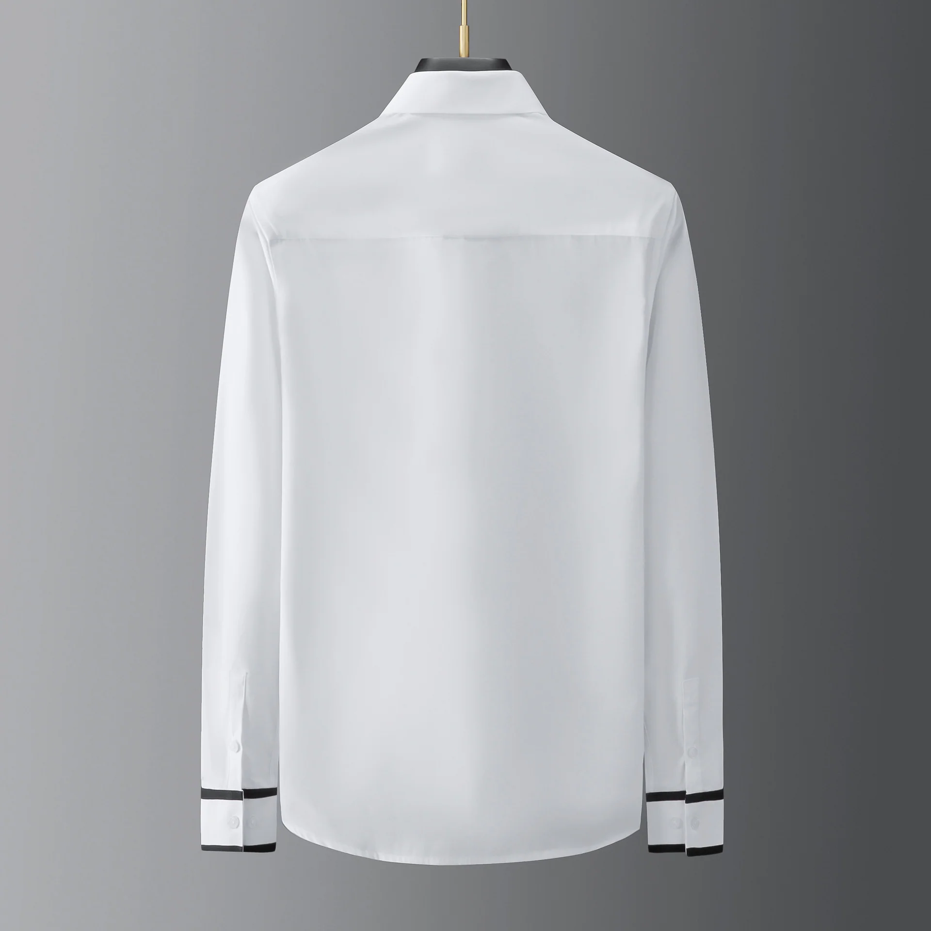Geometric ribbon stitching business casual men's shirt - Image 3