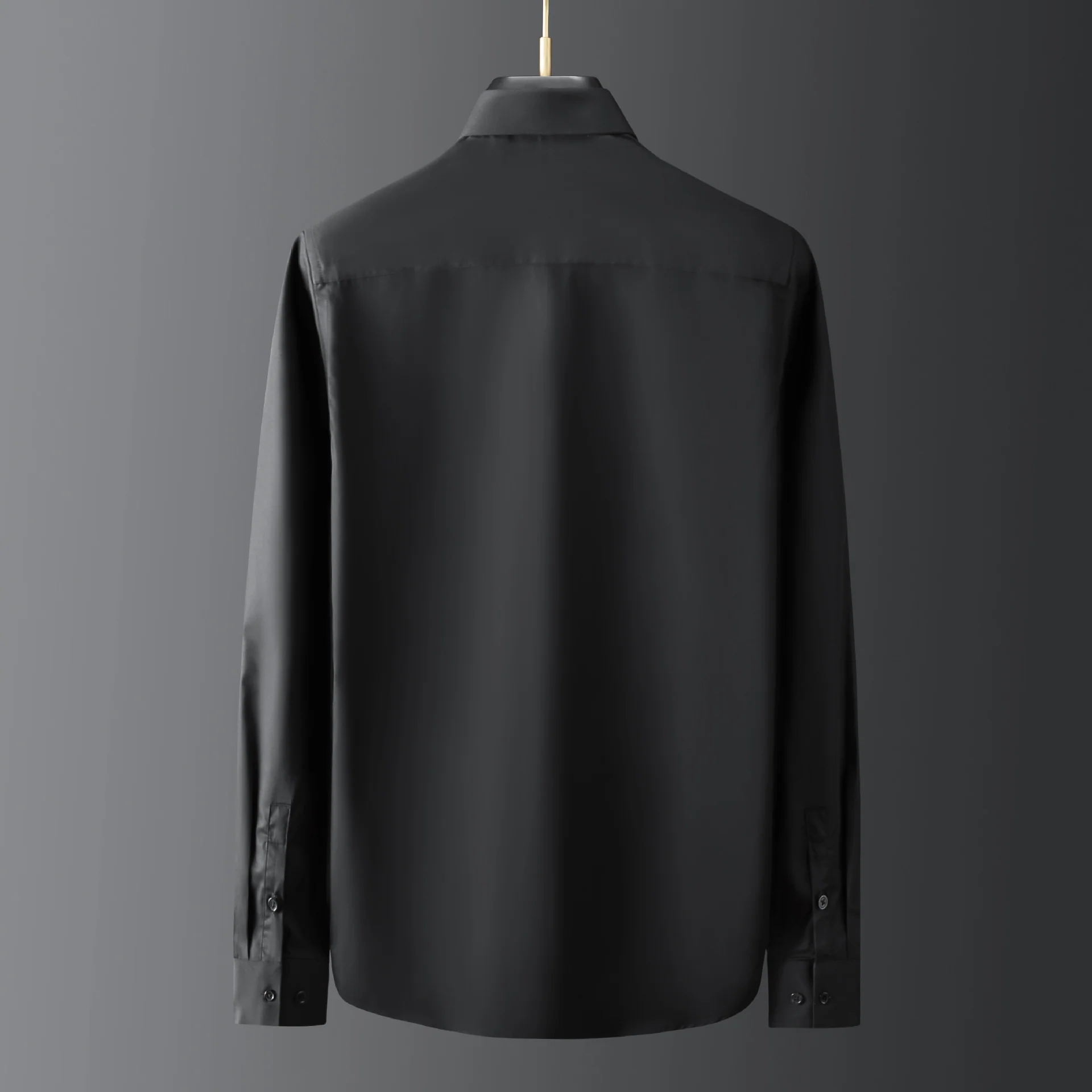 Handcrafted Black Elegant Geometric Metal Stone Beaded Sewn Men's Shirt - Image 4