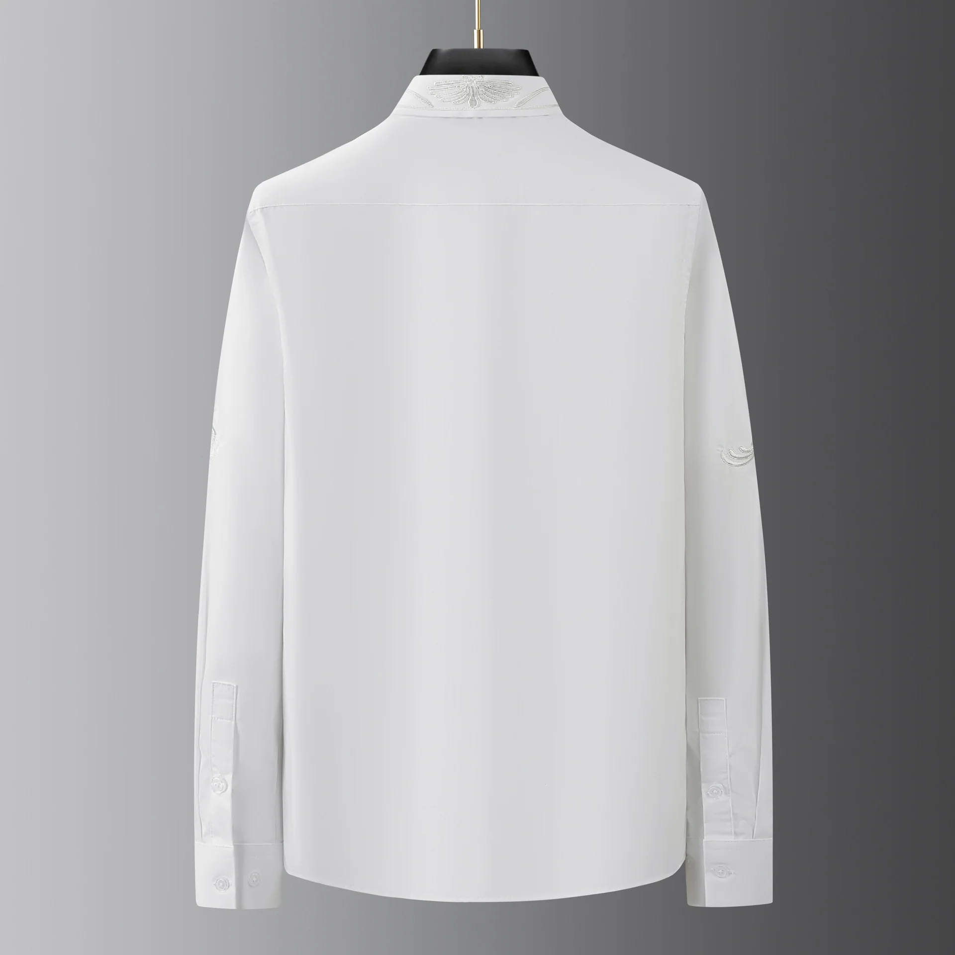Heavy craft embroidered wheat ear flower men's long sleeve shirt - Image 4
