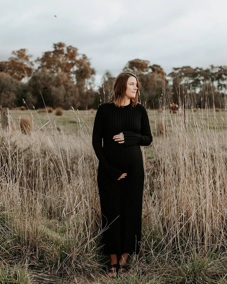 New Sleeved Knit Midi  High Elasticity Dress - Image 8