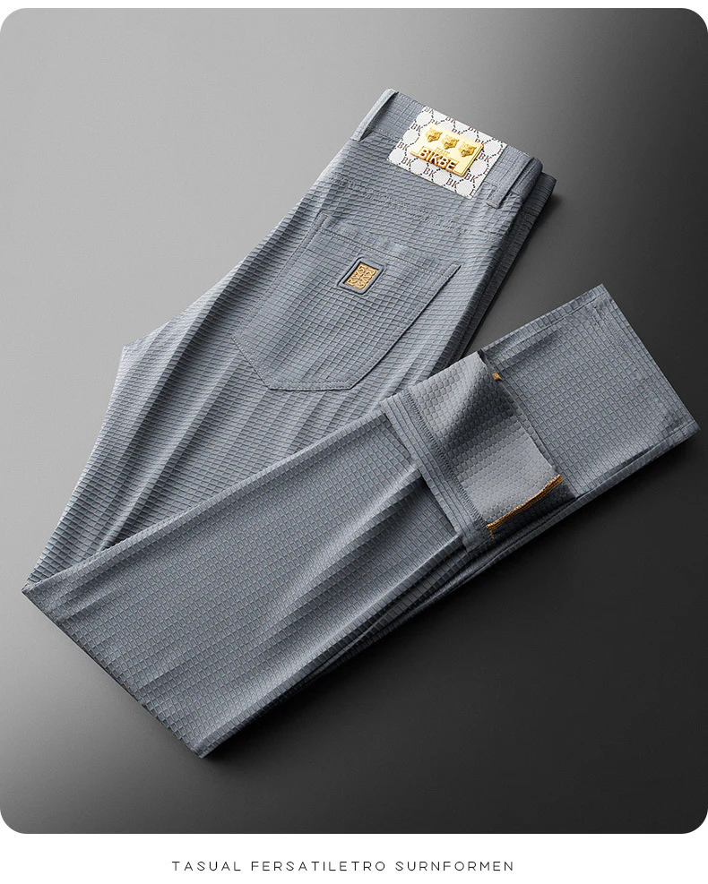 High-end ice silk high elastic straight anti-wrinkle men's trousers - Image 2