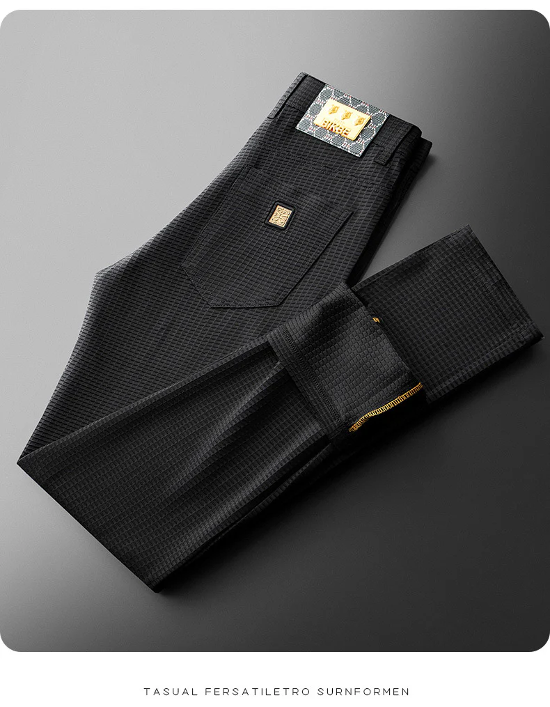 High-end ice silk high elastic straight anti-wrinkle men's trousers - Image 3