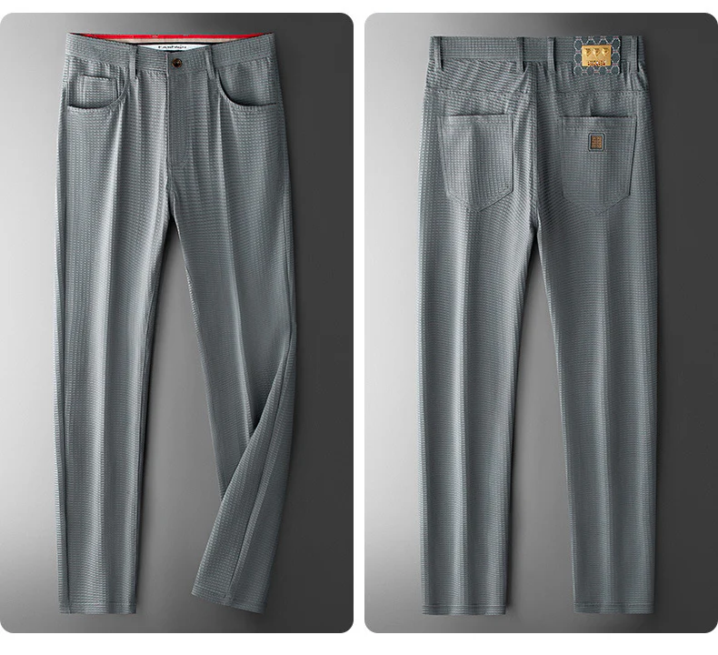 High-end ice silk high elastic straight anti-wrinkle men's trousers - Image 4